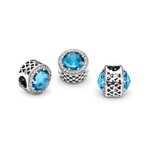 Load image into Gallery viewer, Pandora Radiant Hearts Charm, Sky-Blue Crystal &amp; Clear CZ