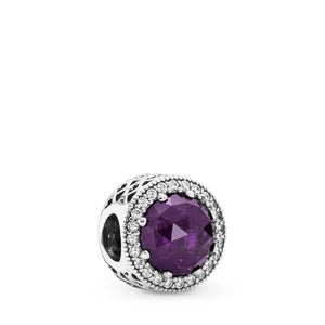 PANDORA Radiant Hearts Charm, Royal-Purple Crystal & Clear CZ