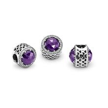 Load image into Gallery viewer, PANDORA Radiant Hearts Charm, Royal-Purple Crystal &amp; Clear CZ