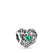 Load image into Gallery viewer, Pandora May Signature Heart Charm, Royal Green Crystal
