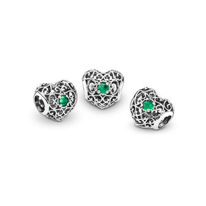 Pandora May Signature Heart Charm, Royal Green Crystal