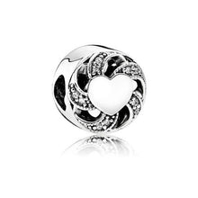 Load image into Gallery viewer, Pandora Ribbon Heart Charm, Clear CZ