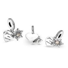 Load image into Gallery viewer, Pandora Snowflake Heart Dangle Charm, Clear CZ