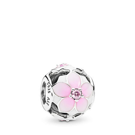 Pandora Magnolia Bloom Charm, Pale Cerise Enamel & Pink CZ