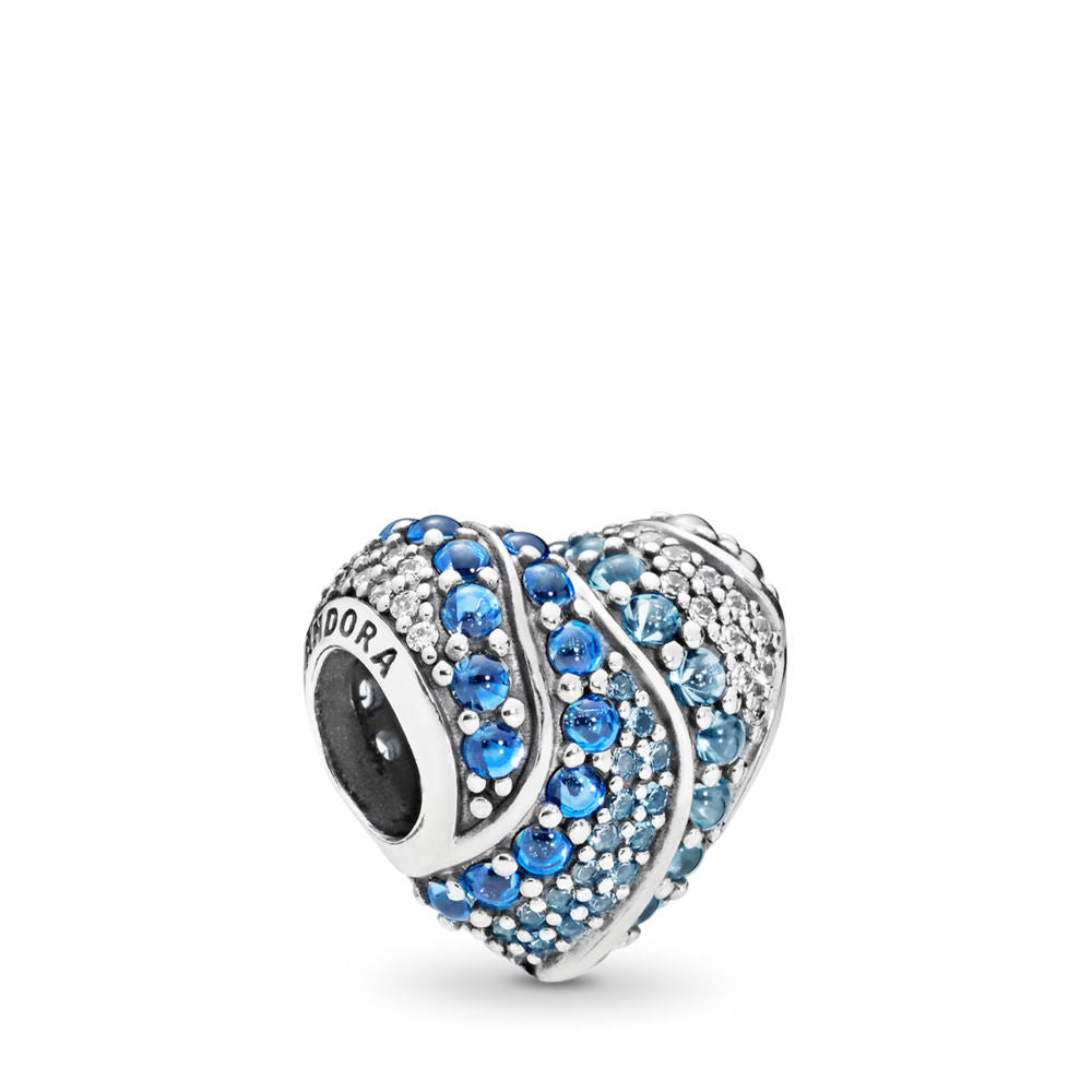 Pandora Aqua Heart Charm, Aqua & London Blue Crystals & Clear CZ