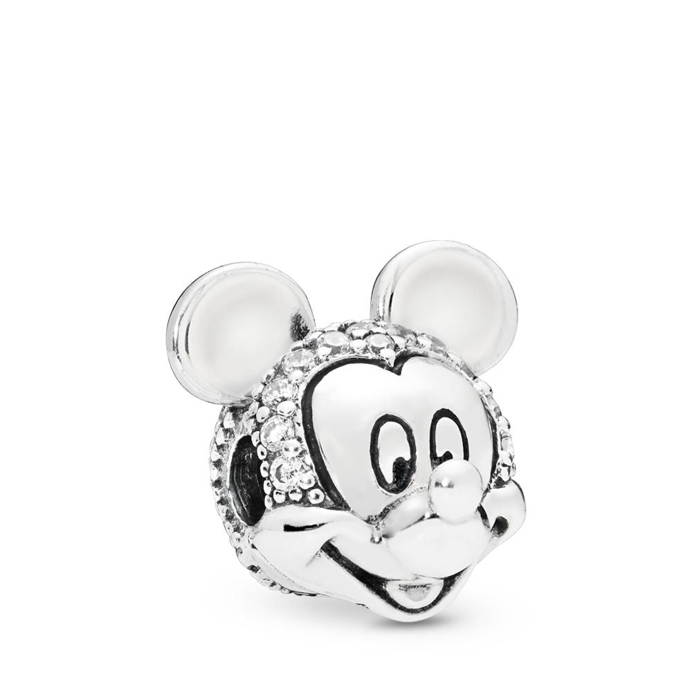Pandora Disney, Shimmering Mickey Portrait Clip, Clear CZ