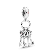 Load image into Gallery viewer, PANDORA Keys of Love Dangle Charm, Red CZ &amp; Multi-Colored Crystals