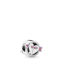 Load image into Gallery viewer, PANDORA Sparkling Arrow &amp; Heart Charm , Red &amp; Clear CZ, Royal Purple Crystals
