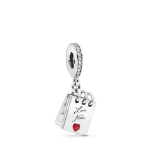 Load image into Gallery viewer, Pandora Love Notes Charm, Clear CZ &amp; Crimson Red Enamel