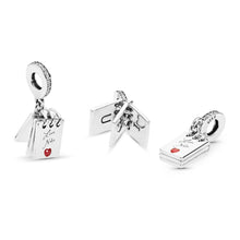Load image into Gallery viewer, Pandora Love Notes Charm, Clear CZ &amp; Crimson Red Enamel