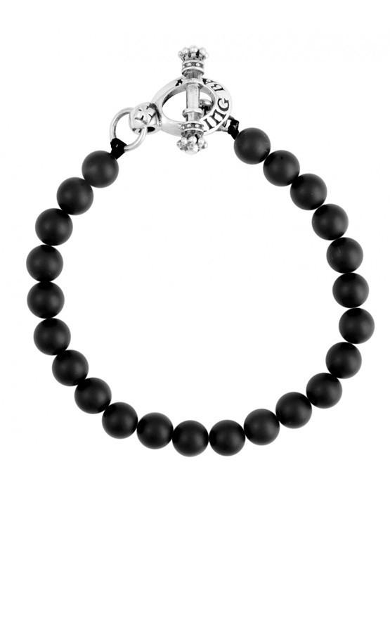 Onyx Bead Bracelet w/Silver Clasp