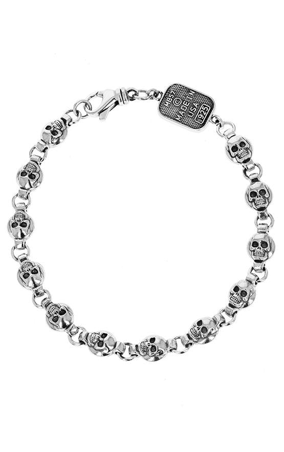 Oxidized 925 Sterling Silver Skulls with Large Loops Chain Bracelet -  Skullis Gemstone & Crystal Skulls
