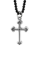 Load image into Gallery viewer, Traditional Cross on 3mm Onyx Bead Necklace