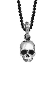 Hamlet Skull on 3mm Onyx Bead Necklace