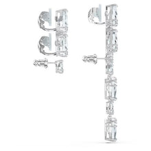 Load image into Gallery viewer, Millenia ear cuff Set (3), Asymmetrical, White, Rhodium plated