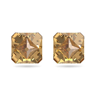 Ortyx stud earrings Pyramid cut, Yellow, Gold-tone plated