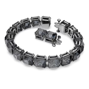 Millenia bracelet Square cut, Gray, Black Ruthenium plated