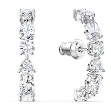 Load image into Gallery viewer, Tennis Deluxe ear cuffs Mixed cuts, White, Rhodium plated