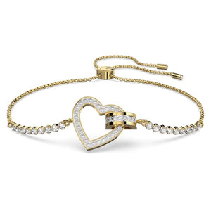 Lovely bracelet Heart, White, Gold-tone plated