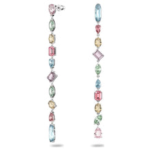 Load image into Gallery viewer, Gema drop earrings Asymmetrical, Extra long, Multicolored, Rhodium plated