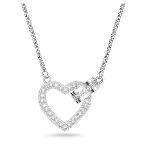 Lovely necklace Heart, White, Rhodium plated