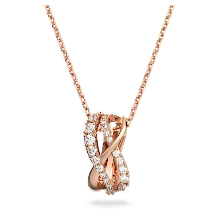 Twist necklace White, Rose gold-tone plated