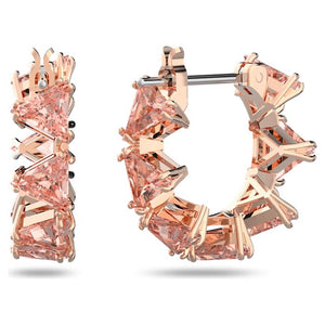 Ortyx hoop earrings Triangle cut, Small, Pink, Rose gold-tone plated