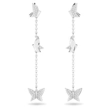 Load image into Gallery viewer, Lilia drop earrings Butterfly, Long, White, Rhodium plated