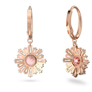 Sunshine hoop earrings Pink, Rose gold-tone plated