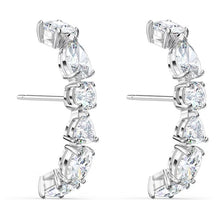 Load image into Gallery viewer, Tennis Deluxe ear cuffs Mixed cuts, White, Rhodium plated