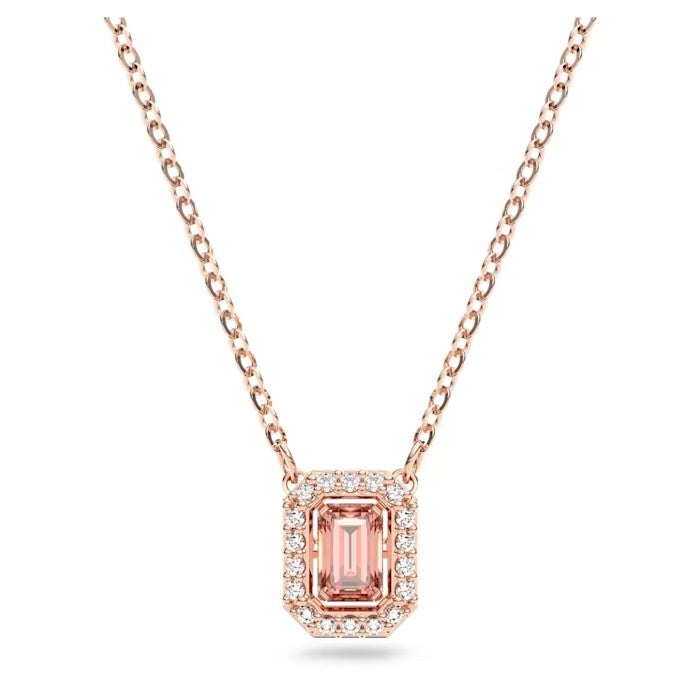 Millenia necklace Octagon cut, Pink, Rose gold-tone plated