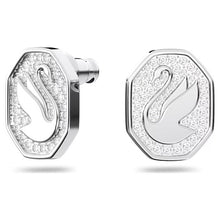 Load image into Gallery viewer, Signum stud earrings Swan, White, Rhodium plated
