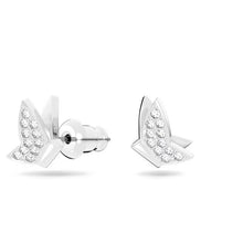 Load image into Gallery viewer, Lilia stud earrings Butterfly, White, Rhodium plated