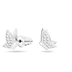 Lilia stud earrings Butterfly, White, Rhodium plated