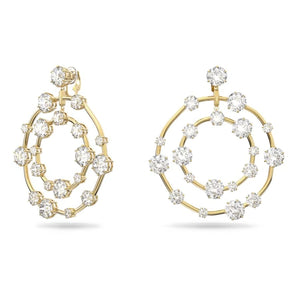 Constella clip earrings Circle, White, Gold-tone plated