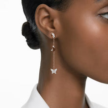 Load image into Gallery viewer, Lilia drop earrings Butterfly, Long, White, Rose gold-tone plated