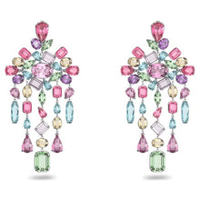 Load image into Gallery viewer, Gema clip earrings Chandelier, Multicolored, Rhodium plated