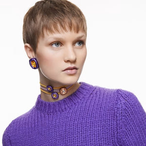 Dulcis clip earrings Cushion cut, Purple