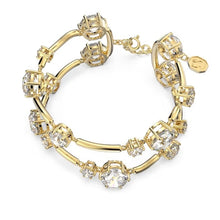 Load image into Gallery viewer, Constella bangle Round cut, White, Gold-tone plated