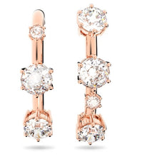 Load image into Gallery viewer, Constella ear cuff Set (2), Asymmetrical, White, Rose gold-tone plated