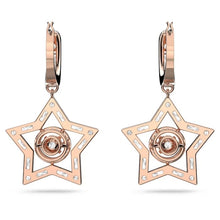 Load image into Gallery viewer, Stella hoop earrings Star, White, Rose gold-tone plated