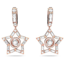 Load image into Gallery viewer, Stella hoop earrings Star, White, Rose gold-tone plated