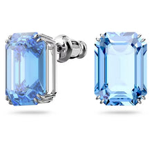 Load image into Gallery viewer, Millenia drop earrings Octagon cut, Blue, Rhodium plated