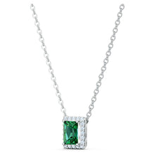 Load image into Gallery viewer, Swarovski Angelic Rectangular Necklace, Green, Rhodium plated