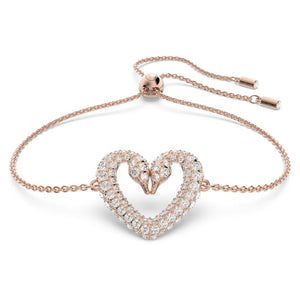 Una bracelet Heart, White, Rose gold-tone plated