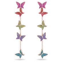 Load image into Gallery viewer, Lilia drop earrings Butterfly, Long, Multicolored, Rose gold-tone plated