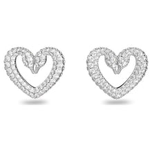 Load image into Gallery viewer, Una stud earrings Heart, Small, White, Rhodium plated