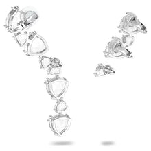 Load image into Gallery viewer, Millenia ear cuff Set (3), Asymmetrical, White, Rhodium plated
