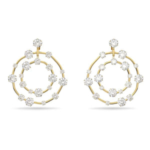 Constella clip earrings Circle, White, Gold-tone plated