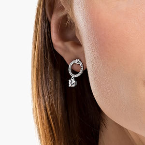 Swarovski Attract Circle Pierced Earrings, White, Rhodium plated
